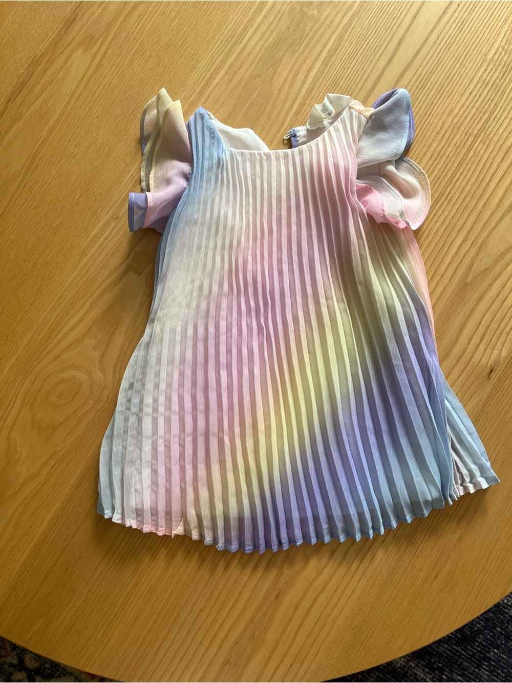 H&M Pleated Pastel Rainbow Flutter Sleeve Dress